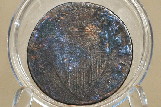 1787 New Jersey Copper - Great Detail, Corrosion, Low Price - Rare US 1 Cent 1787 Colonial Issue NJ Copper Horse's Head with Plow