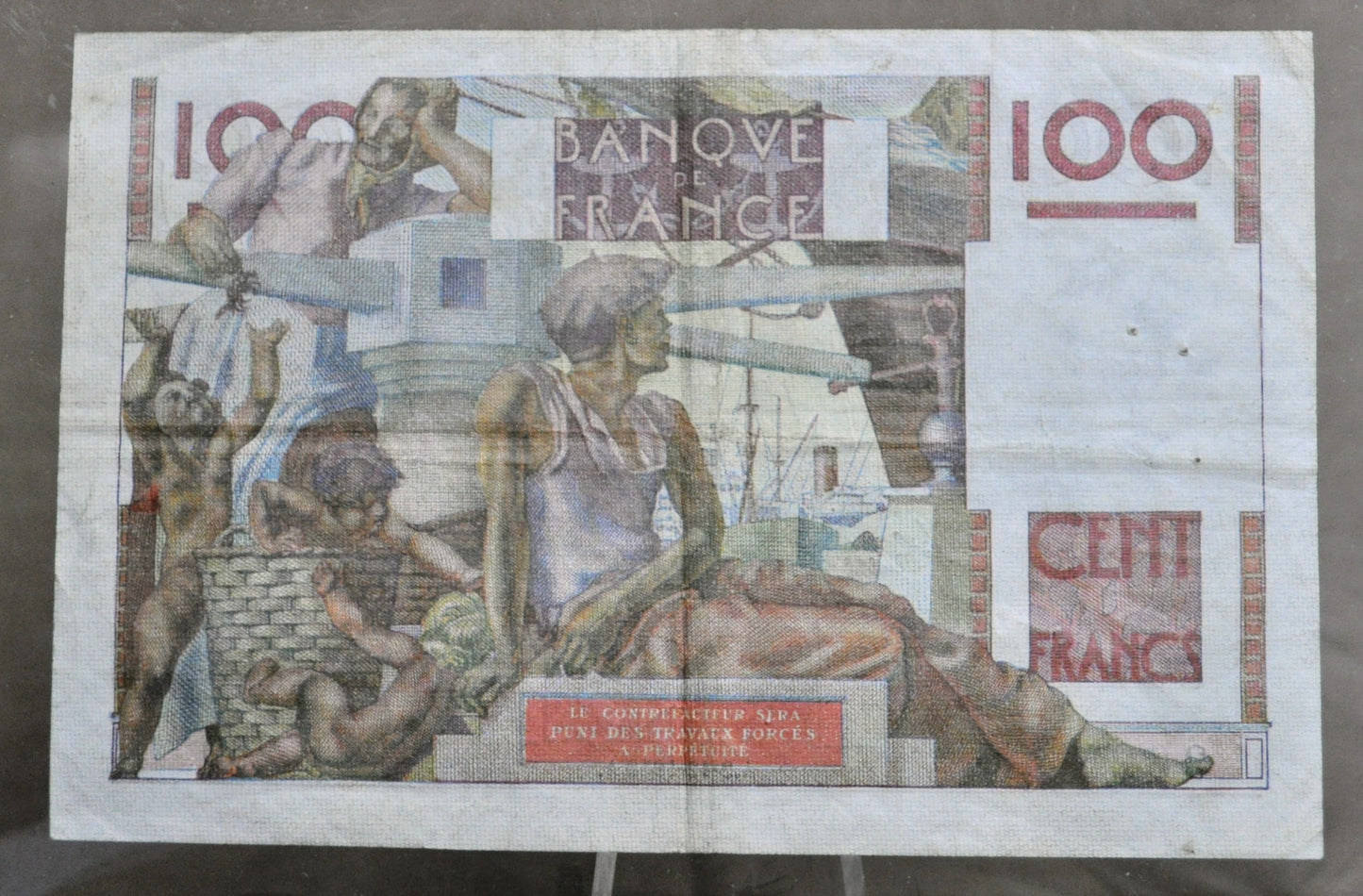 1948 Bank of France 100 Franc Note - Farmer Type - Rarer Date (2-12-1948) - 1948 French One Hundred Francs Banknote - P#128b