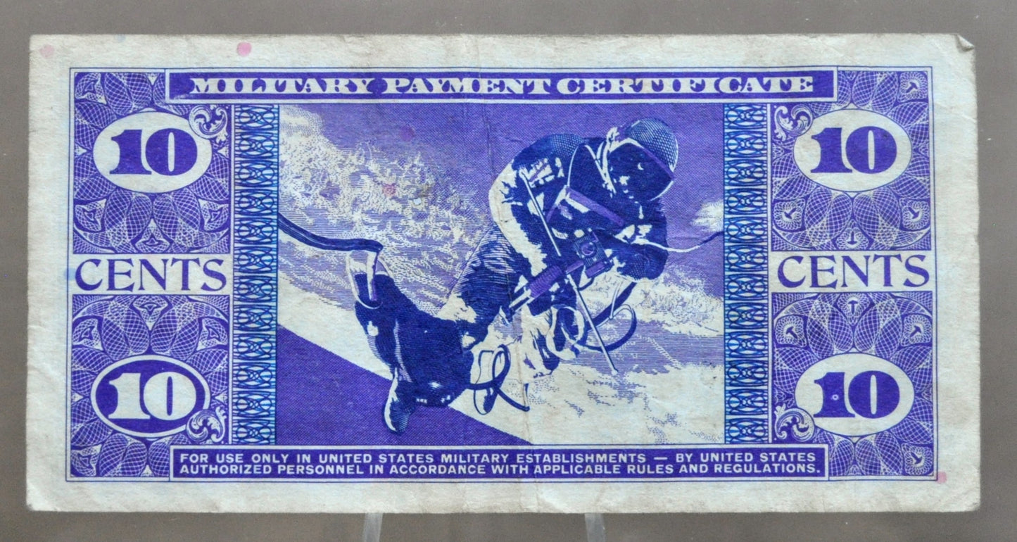 1969 U.S. Military 10 Cent Payment Certificate - Series 681 - Submarine & Astronaut Type - 1969 United States Ten Cents MPC Note - P#M76a