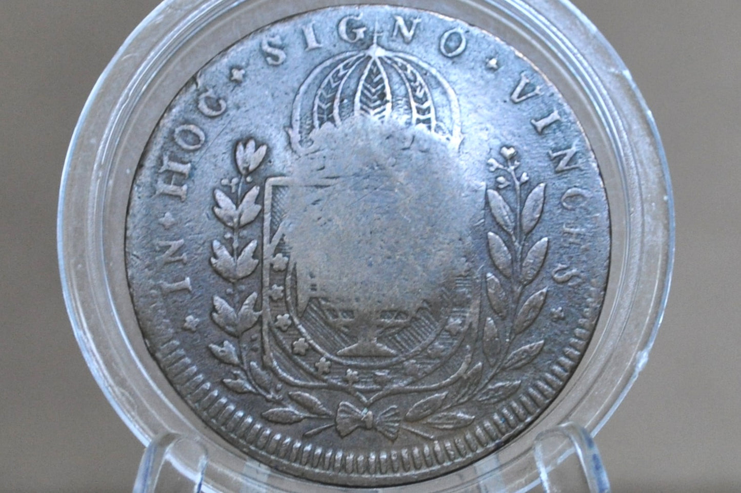 1824 Brazil 20 Reis - AU - Counterstamped 20 Reis - Old Portuguese Counterstamped Coin, Pirate Coins