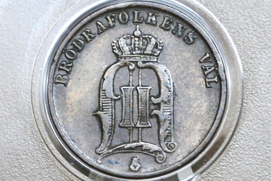 Rarer Year 1883 Swedish 2 Ore Coin - AU - 1883 Sweden Two Ore, Great for Birthdays, Jewelry, Collections, Sweden 2 Ore