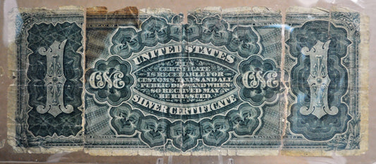 1886 1 Dollar Silver Certificate Martha Washington Note - Good (G), Torn - First Issue - Rare 1886 One Dollar Washington Note - Fr.215