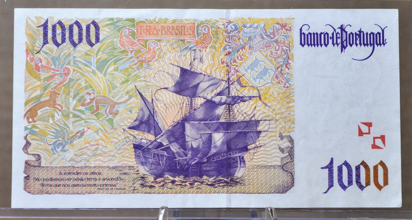 1998 Bank of Portugal 1000 Escudos Note - March 12th, 1998 Date - 1998 Portuguese One Thousand Escudos Banknote - P#188c