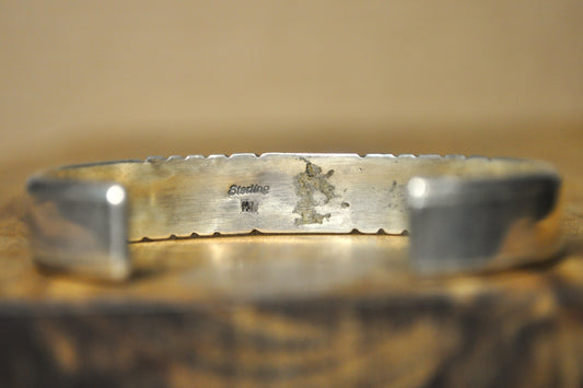 Rare Marcella James Turquoise Navajo Bracelet - 2.5 In Wide 2 In High - Stamped and Tested Sterling Silver - Native Artist Bracelet