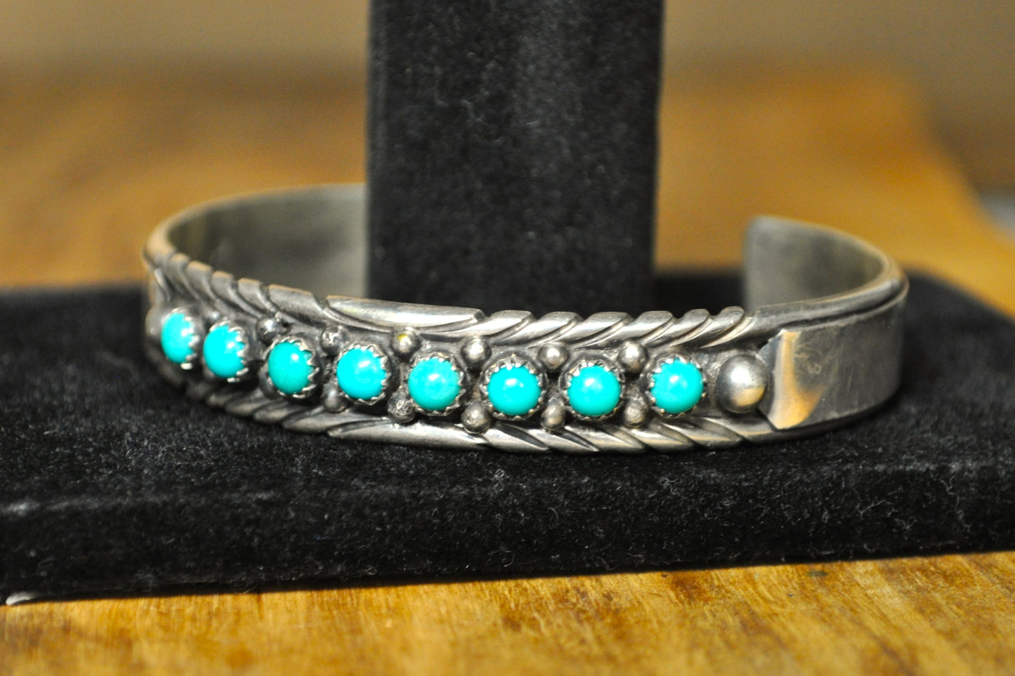 Rare Marcella James Turquoise Navajo Bracelet - 2.5 In Wide 2 In High - Stamped and Tested Sterling Silver - Native Artist Bracelet