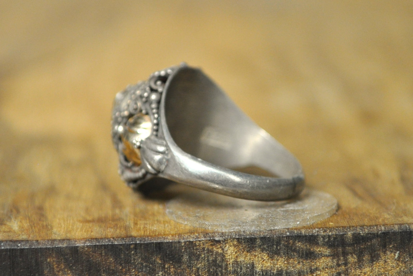 Unique Jagged Cut Emerald Ring - Size 7.5 - Stamped and Tested Sterling Silver - Ornate Scrollwork - Soldered Raindrop Design