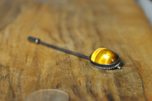 Stunning Tiger's Eye Stick Pin - Tested Sterling Silver - 3 Inches - Protection/Healing Pin