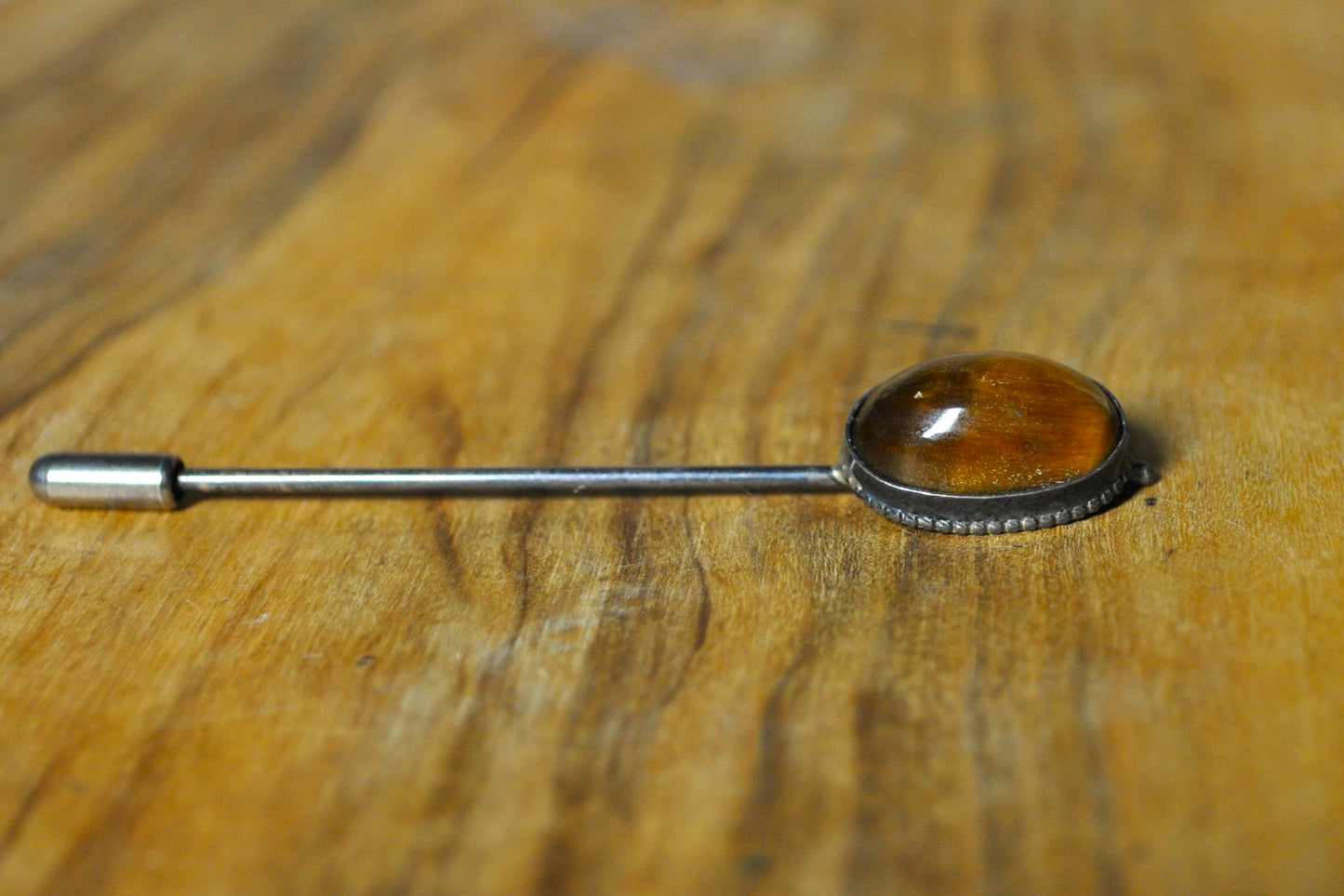 Stunning Tiger's Eye Stick Pin - Tested Sterling Silver - 3 Inches - Protection/Healing Pin