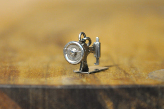 Articulated Silver Sewing Machine Charm - Stamped and Tested Sterling Silver - Sewing Needle Moveable - Small Charm