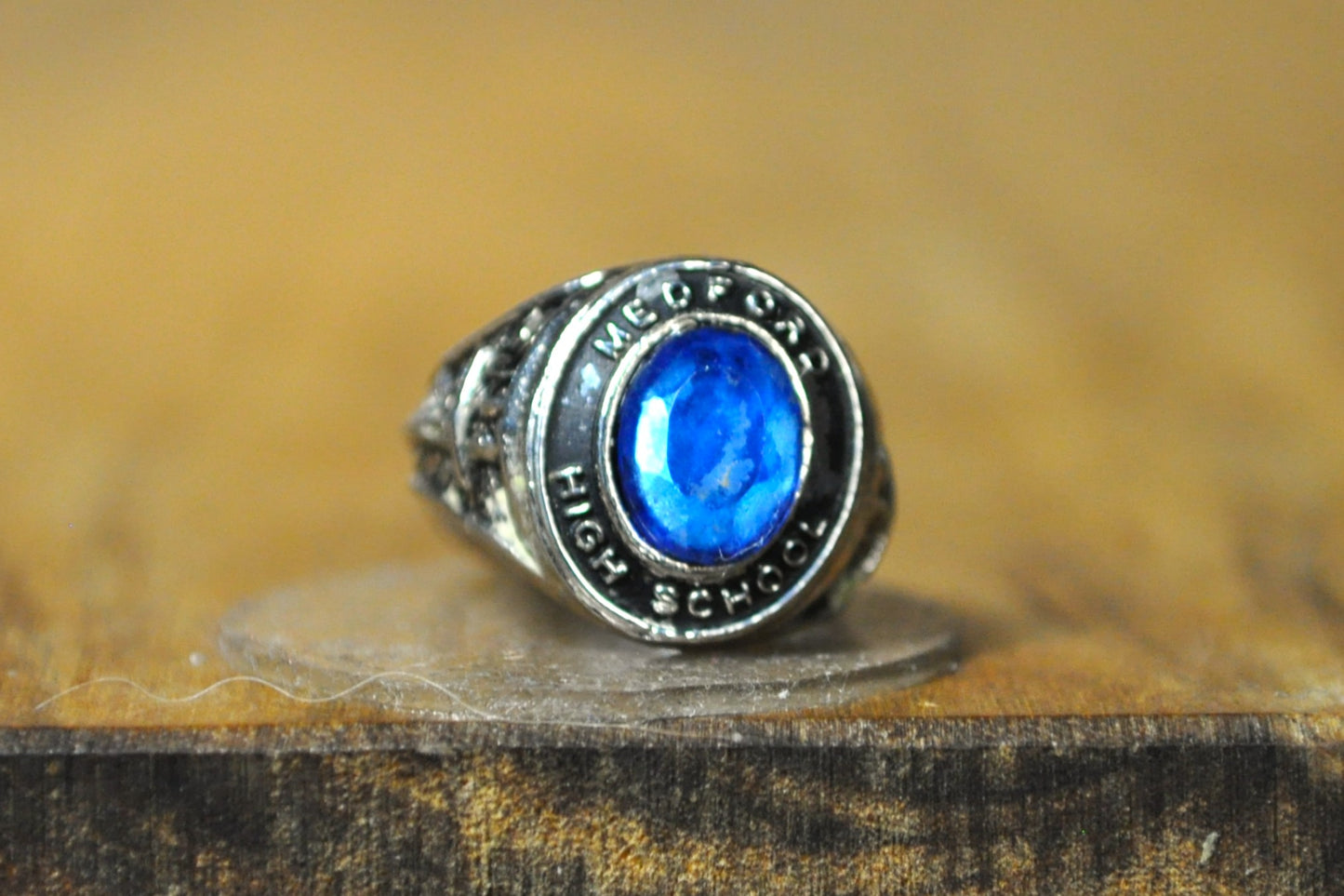 Vintage Medford High School Class Ring Charm - Stamped and Tested Sterling Silver - Medford Mustangs Class Ring Charm - Class Ring Necklace Charm