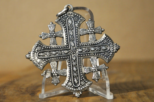 Large 950 Sterling Silver Jerusalem Maltese Cross Medal Pendant - Stamped and Tested 950 Sterling Silver - Jesus Jewelry - Knights of Malta