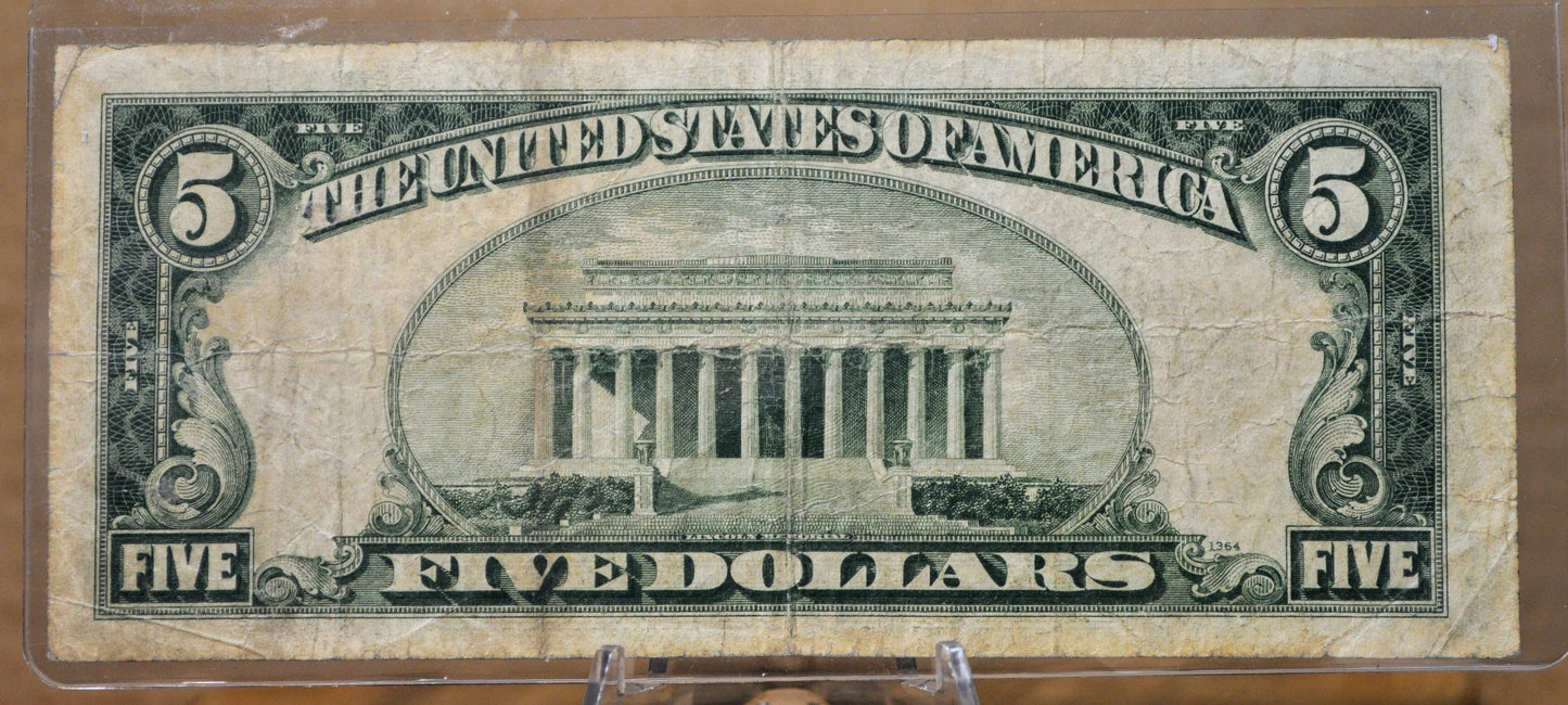 1934 Federal Reserve 5 Dollar MULE Note - San Francisco (L) Bank Issue - Rare Mule Note - 1934 Series US Five Dollar Banknote - Fr.1956Lm