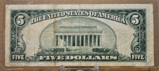 1934 Federal Reserve 5 Dollar MULE Note - San Francisco (L) Bank Issue - Rare Mule Note - 1934 Series US Five Dollar Banknote - Fr.1956Lm