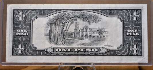 1961 (1949) Philippines 1 Peso Note - Mabini Portrait - Signature 6, JU Prefix - 1949 Filipino One Peso Note - P#133f