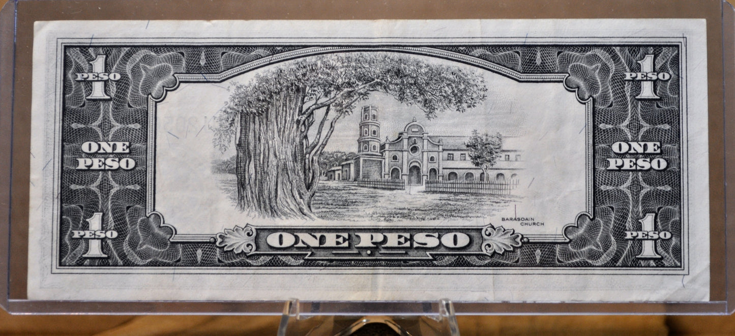 1961 (1949) Philippines 1 Peso Note - Mabini Portrait - Signature 6, JU Prefix - 1949 Filipino One Peso Note - P#133f