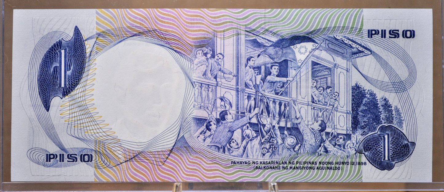 1969 Philippines 1 Piso Banknote - Central Bank of the Philippines - White Border Type - 1969 Philippines One Piso Note - P#142b