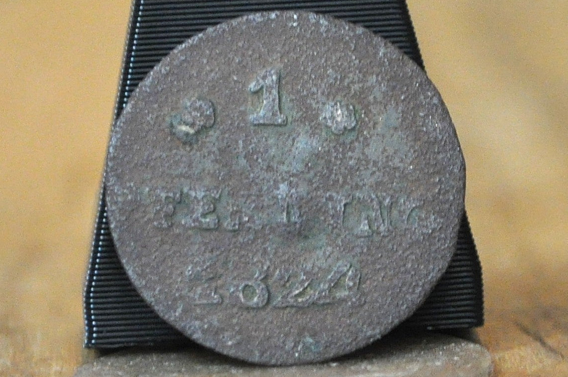 1824 German States City of Rostock 1 Pfennig - Great Condition - Minted in Rostock - 1/288th Thaler -