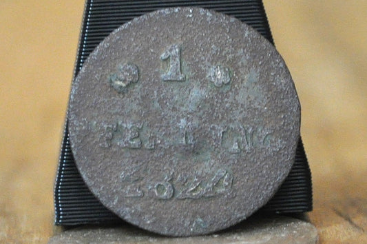 1824 German States City of Rostock 1 Pfennig - Great Condition - Minted in Rostock - 1/288th Thaler -