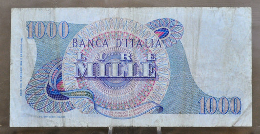 1964 Bank of Italy 1000 Lire Italian Note - Giuseppe Verdi Series - Carli/Ripa Signatures - 1964 Italy One Thousand Lire Banknote - P#96c
