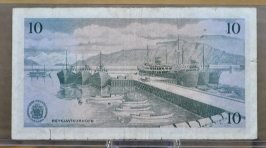 1961 Iceland Sedlabanki Islands 10 Kronur Note - Choice of Signature Order - 1961 Icelandic Ten Krónur Banknote - P#42a.1 / P#42a.2