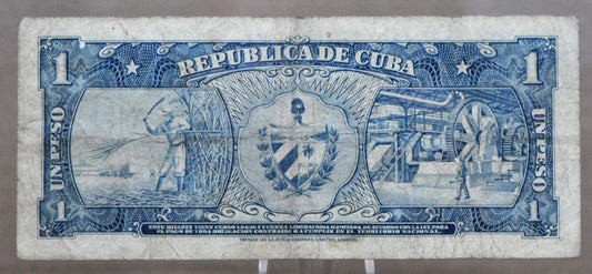 1957 Cuba 1 Peso Banknote - Suffix A - Rarer Series of 1957 - Jose Marti Type - 1957 Banco Nacional de Cuba One Peso Note - P#87b