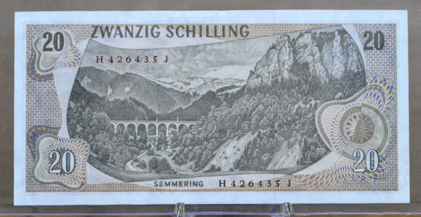 1967 Austria 10 Schillings Note - Carl Ritter von Ghega - Almost Uncirculated (AU) - 1967 Austrian National Bank Ten Schilling Note - P#142a