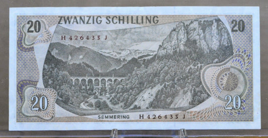 1967 Austria 10 Schillings Note - Carl Ritter von Ghega - Almost Uncirculated (AU) - 1967 Austrian National Bank Ten Schilling Note - P#142a