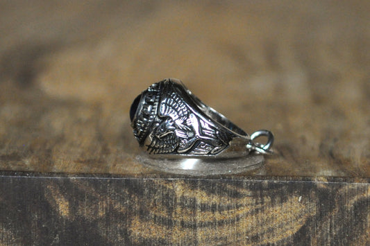 US Air Force Sapphire Class Ring Charm - Stamped and Tested Sterling Silver - Military Jewelry - Class Ring Charm