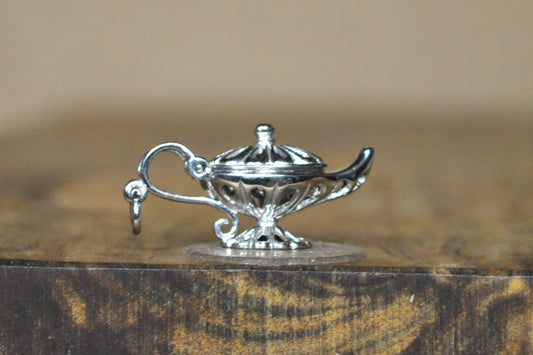 Aladdin Opening Lamp Genie Charm - Stamped and Tested Sterling Silver - Stamped GDNS - Arabian Knights