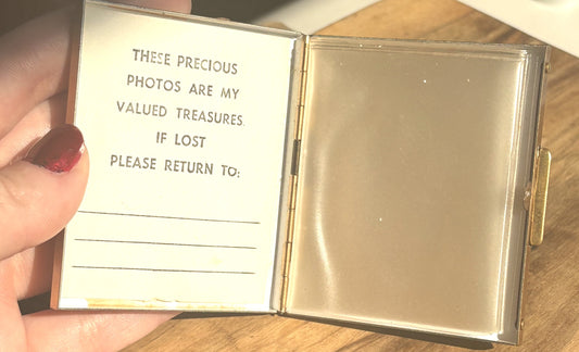 Vintage Brass Photo Wallet Holder - Gold-Toned Photo Compact Case