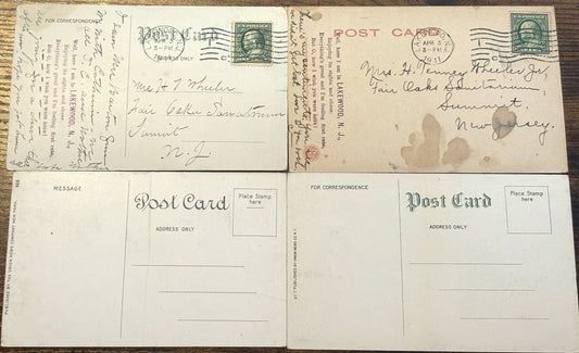 Lot of Four Lakewood, New Jersey Postcards - Antique Lakewood New Jersey Lot of Four Postcards