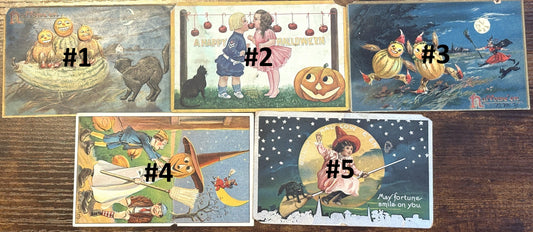Five Vintage Halloween Postcards, Choose Your Variant - Antique Halloween Gift Postcards Choose Your Own!
