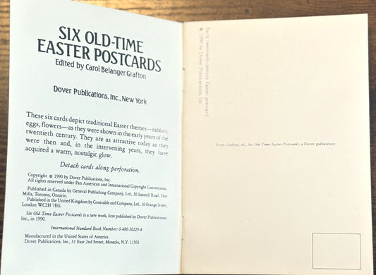 Six Old-Time Easter Postcards - Antique Unused Easter Postcard Booklet