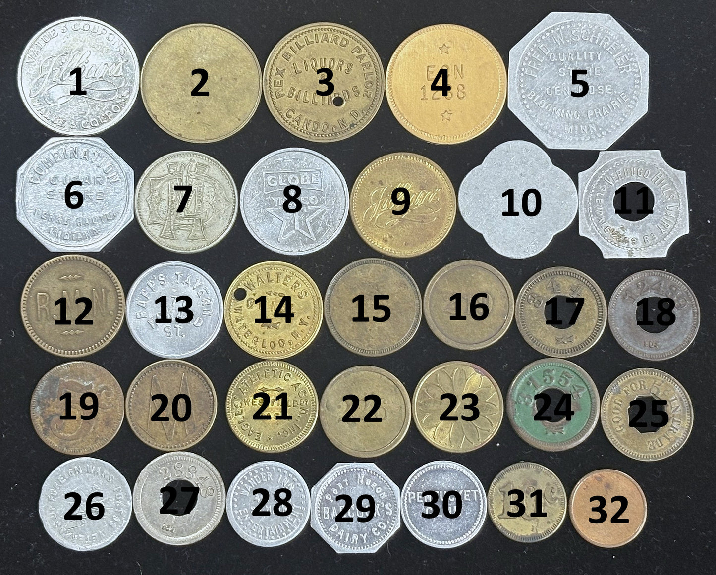 Over 30 "Good For"/ Trade Tokens, Pick Your Variant! - Unique Vintage Trade Tokens Pick your Variant!!!