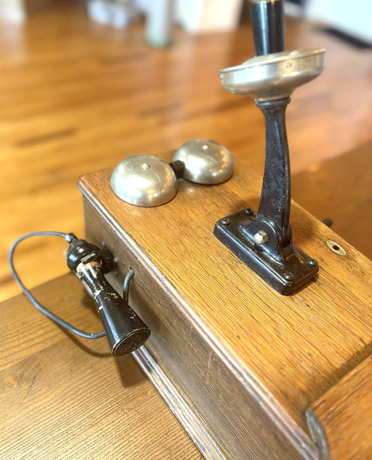 Antique 1911 Series 317 Western Electric Oak Wall-Mounted Phone - Western Electric 1911 Vintage Wall Mounted Phone Series 317