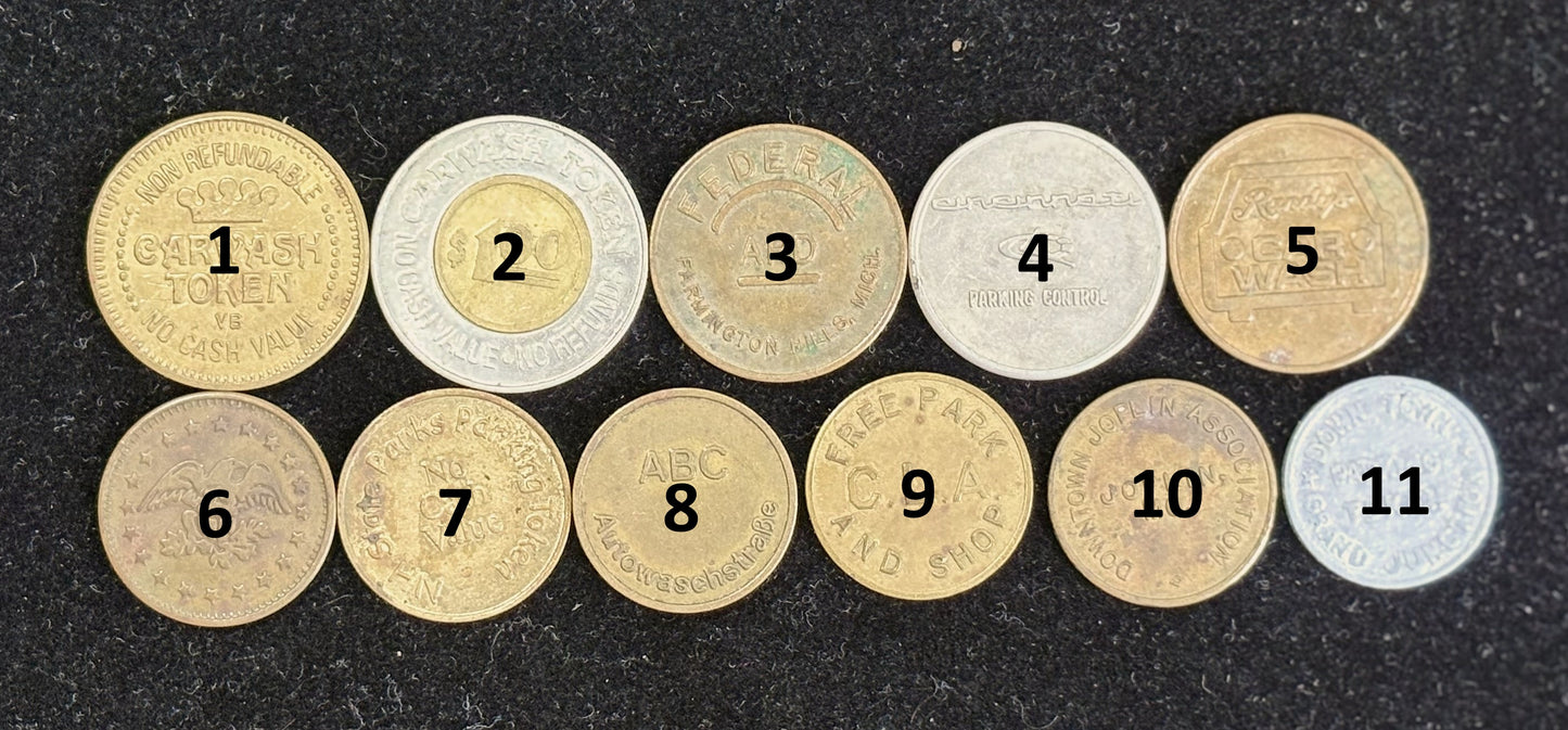 Carwash and Parking Tokens - Parking and Carwash Collectible Tokens - Park/Carwash Tokens Pick Your Variant!!