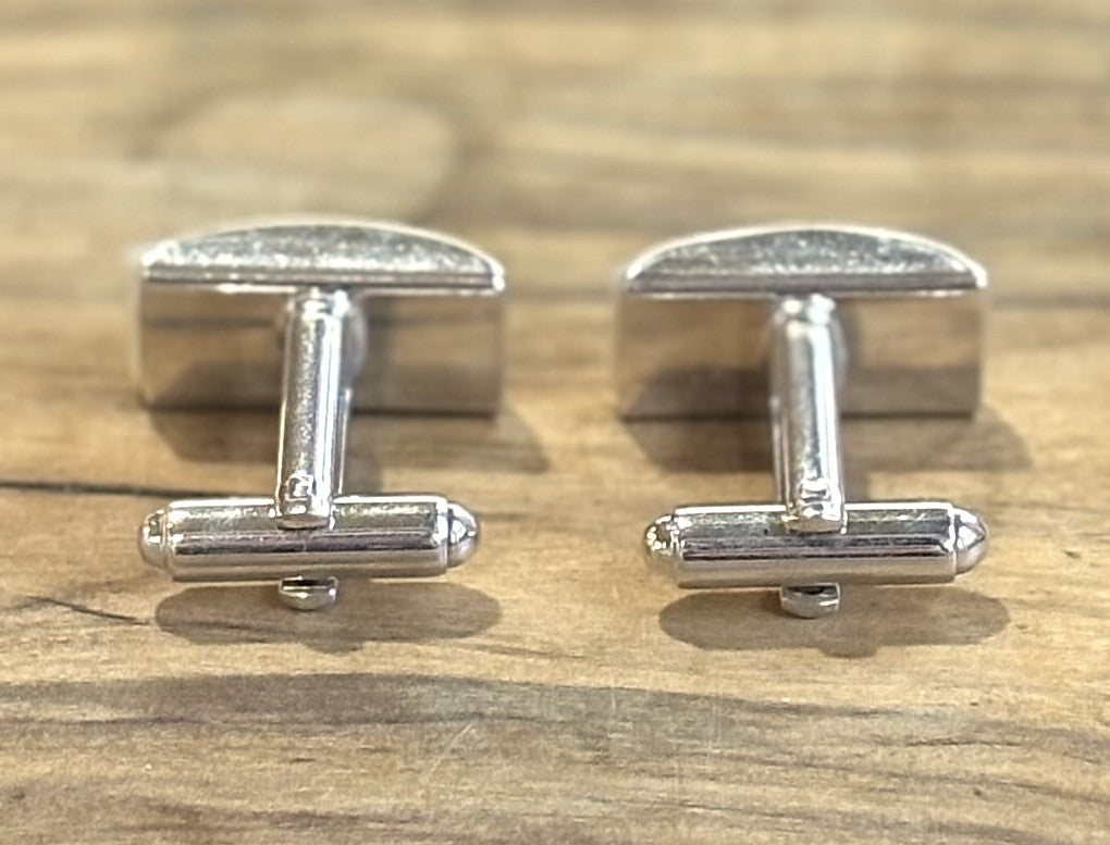 Antique Mother Of Pearl Cufflinks Pair - Vintage Rectangular Cufflinks with White Inlay