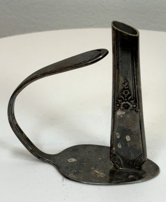Handmade Antique Spoon Vase - Upcycled Spoon Candle Holder - Antique Bud Vase Silverplate Spoon
