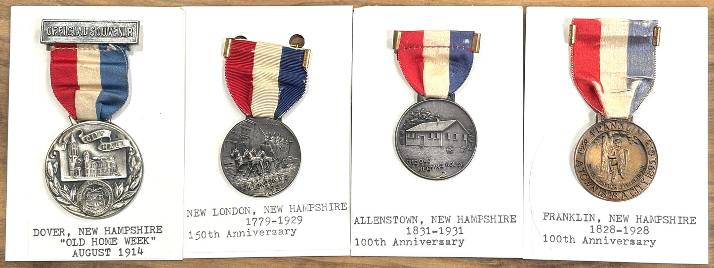 New Hampshire Commemorative Souvenir Town Medals - Antique Anniversary New Hampshire Town Medals 4 to Choose From!!!