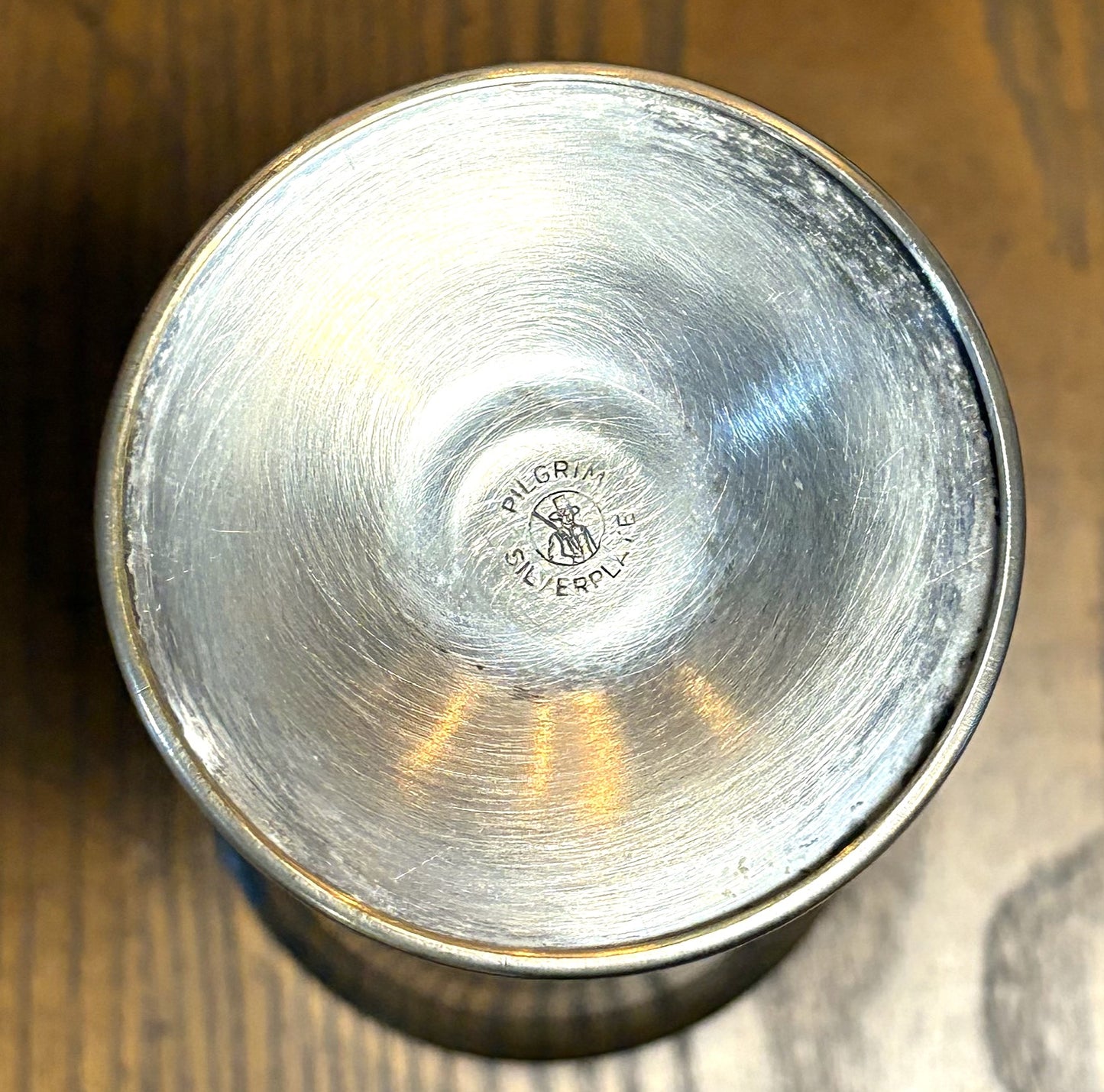 Antique Pilgrim Silver Plate Four Piece Set Water Goblets - Vintage Silver Plated Dinnerware Wine Goblets Four Pc Set