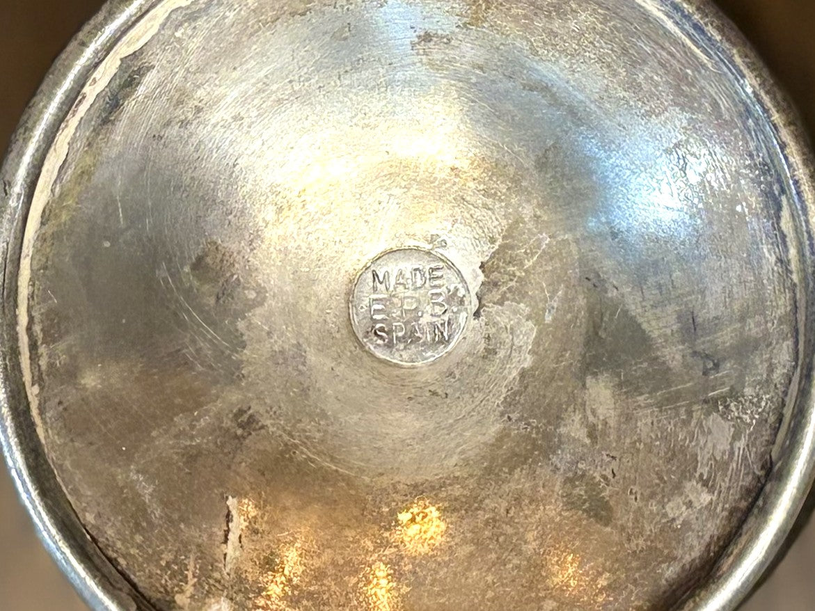 Antique Valero EPB Spain Silver Plate Champagne Goblets 4 PC Set - E.P.B. Valero Spain Silver Plate Dinnerware Cups