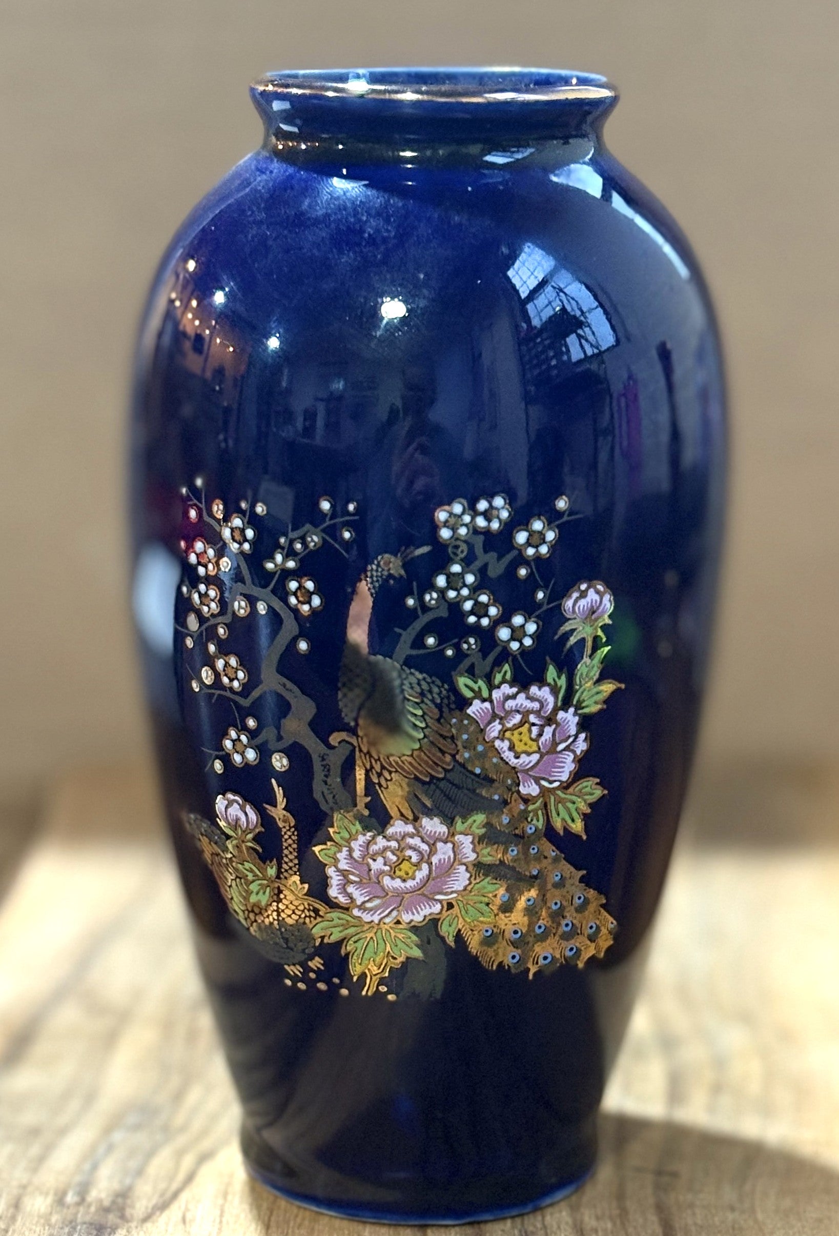 Vintage Japanese Cobalt Blue Porcelain Vase - Unique Antique