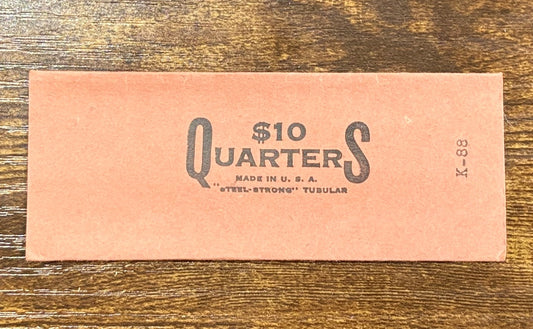 Lot 25 Steel Strong $10 Quarters 25 Cent Flat Tube Tubular Coin Roll Wrappers - Twenty Five pc Set 25 Cent Unused Coin Roll Wrappers