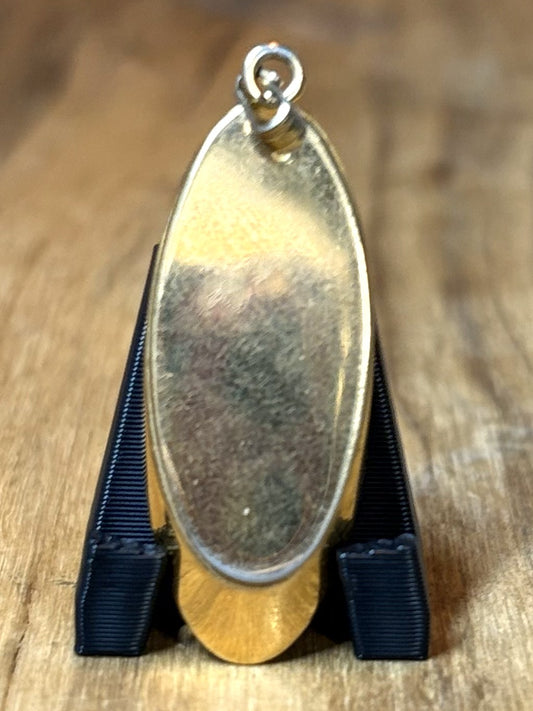Vintage Abalone Shell Oval Pendant in Gold-Tone Setting - Mother of Pearl Abalone Shell Inlay Pendant, Vintage Charm