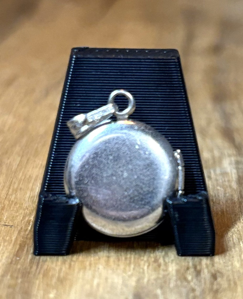 Antique Victorian Sterling Silver Monogrammed Round Locket Pendant - Victorian Era Hand-Engraved Silver Locket with Script Monogram "M"