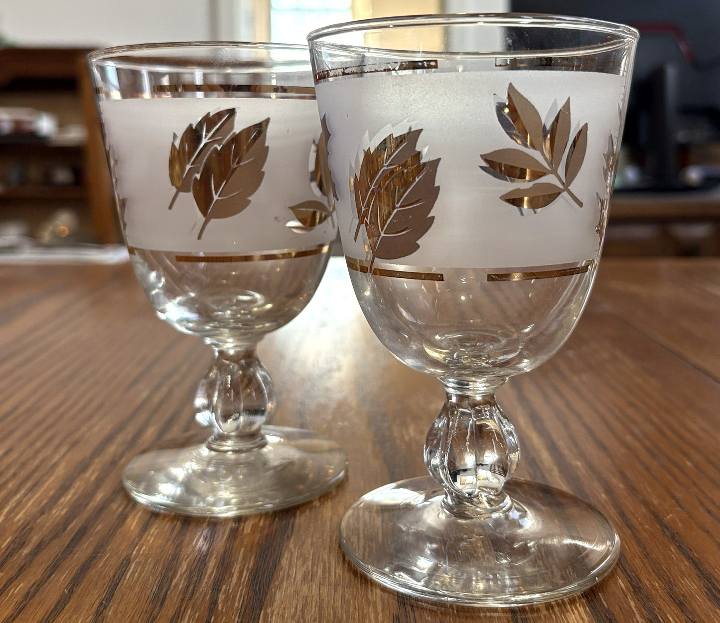 Rare Large 60+ Piece Collection Vintage Libbey 22K Gold Leaf Frosted Glassware - Libbey Golden Foliage 60+ Pc Master Set: Highballs, Rocks, Goblets & Cordials
