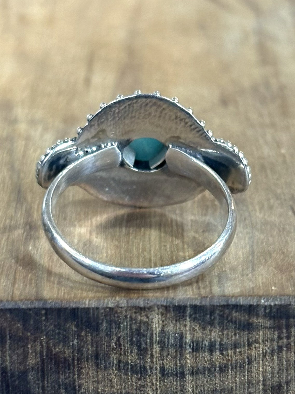 Artisan Himalayan Turquoise Ring 925 Sterling Silver Size 7.5 Boho Statement Jewelry - Handmade Tibetan Turquoise Ring, Genuine Sterling Silver, Size 7.5, Ornate Filigree Design