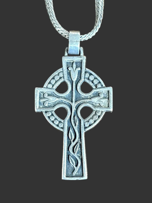 James Avery Retired Sterling Silver Large Celtic Lily Cross Necklace - Authentic James Avery Retired Large Celtic Lily Cross Pendant
