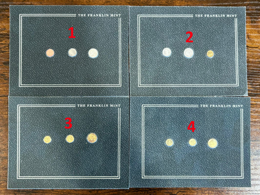 Franklin Mint Sterling Silver Miniatures US Coin Cards Multi-Listing - Franklin Mint US Miniature Coins Choose Your Favorite Card