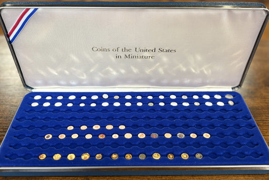 Franklin Mint U.S. Miniature Coin Collection 66 Pieces (36 Sterling Silver, 12 Gold, 18 Copper) in Display Case - Franklin Mint Coins of the US in Miniature 66 Piece Set (Silver/Gold/Copper)